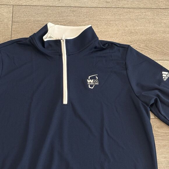 Waste Management Sweater Men’s 2XL Blue Long Sleeve 1/4 Zip Adidas Golf NWT